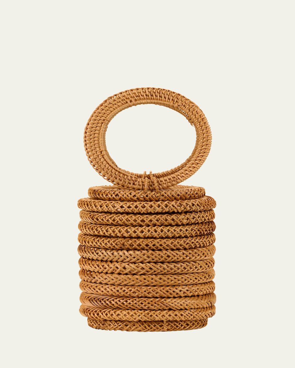 Yasmina Rattan Ring Top-Handle Bag